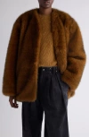 Isabel Marant Aglae Boxy Faux Fur Coat In Brown