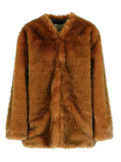 Isabel Marant 'aglae' Brown Polyester Faux Fur Coat Women
