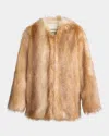 Isabel Marant Aglae Faux Fur Collarless Coat In Natural
