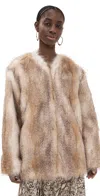 Isabel Marant Aglae Faux Fur Collarless Coat In Natural