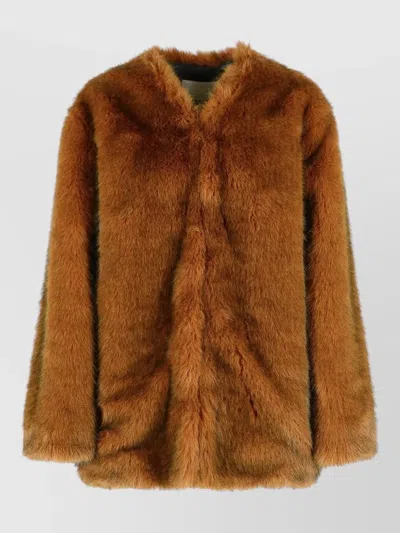 ISABEL MARANT AGLAE LONG SLEEVE FAUX FUR COAT