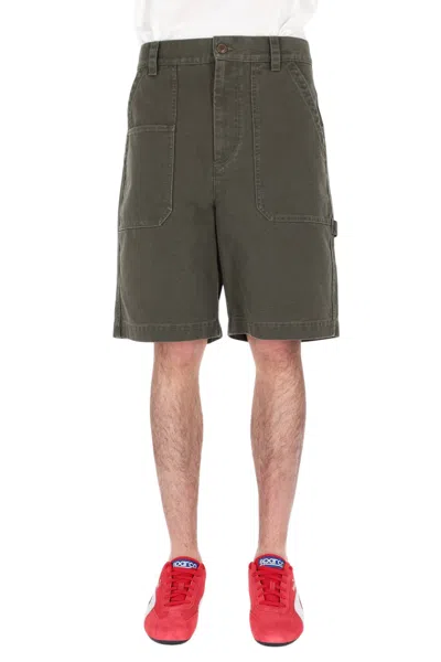 Isabel Marant Akyle Workwear Cotton Canvas Shorts In Green