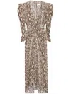Isabel Marant Albini Gathered Silk Blend Midi Dress