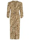 Isabel Marant Albini Printed Gathered Three-quarter Sleeve Dress In Cream