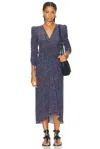 Isabel Marant Albini Mosaic Ruched Stretch Silk Dress In Blue