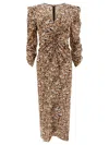 Isabel Marant Albini Printed Gathered Silk-blend Midi Dress In Brown