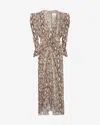 Isabel Marant Albini Gathered Silk Blend Midi Dress In Natural