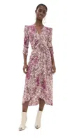 Isabel Marant Midikleid Albini Aus Einem Seidengemisch In Purple/ecru