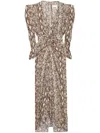 Isabel Marant Albini Gathered Silk Blend Midi Dress