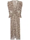 Isabel Marant Albini Gathered Silk Blend Midi Dress