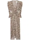 Isabel Marant Albini Gathered Silk Blend Midi Dress In Beige