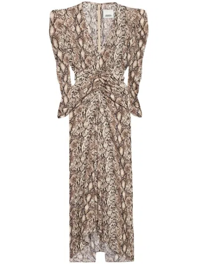ISABEL MARANT ISABEL MARANT ALBINI GATHERED SILK BLEND MIDI DRESS CLOTHING