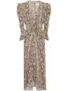 Isabel Marant Albini Gathered Silk Blend Midi Dress In Nude & Neutrals