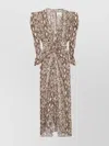 Isabel Marant Albini Gathered Silk Blend Midi Dress In Purple
