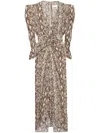 Isabel Marant Albini Gathered Silk Blend Midi Dress In Neutrals