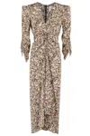 Isabel Marant Albini Python Print Silk Midi Dress In Ochre Ecru
