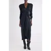 Isabel Marant Albini Polka Dot Jacquard Stretch Silk Midi Dress In Blue