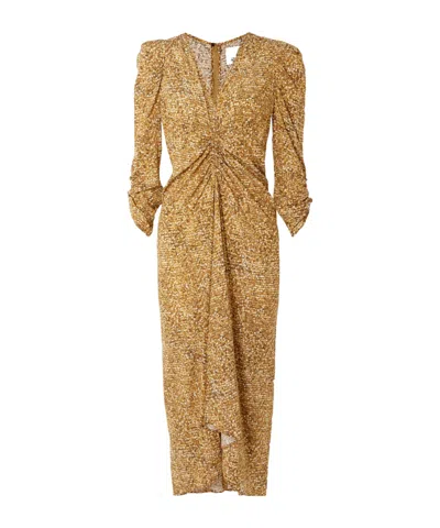 Isabel Marant Albini Printed Gathered Silk-blend Midi Dress In Multi