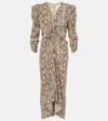 Isabel Marant Albini Gathered Silk Blend Midi Dress In Multicoloured