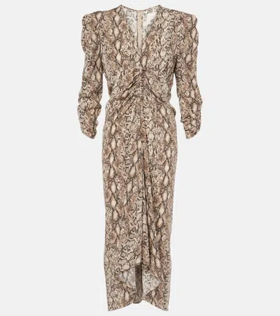 ISABEL MARANT ALBINI PRINTED SILK-BLEND MIDI DRESS