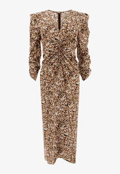 ISABEL MARANT ALBINI PRINTED SILK MIDI DRESS