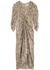 Isabel Marant Albini Gathered Silk Blend Midi Dress In Multi Print