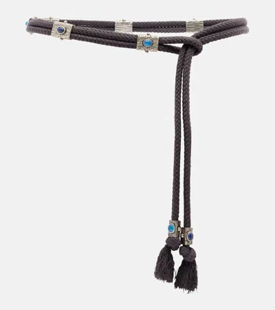 Isabel Marant Aleea Embellished Cotton Belt In Black