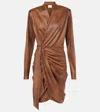 ISABEL MARANT ALEORA DRAPED FAUX SUEDE WRAP DRESS