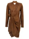Isabel Marant Aleora Draped Faux Suede Wrap Dress In Brown