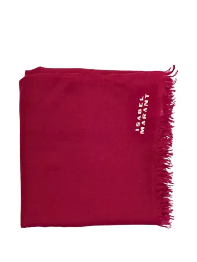 Isabel Marant Alette Logo-print Frayed Scarf In Red