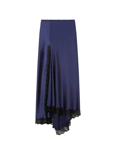 Isabel Marant Alexandra Lace-detailed Silk-blend Satin Midi Skirt In Black