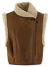 Isabel Marant Alime Shearling-trimmed Leather Sleeveless Jacket In Brown