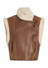 Isabel Marant Alime Shearling-trimmed Leather Sleeveless Jacket In Brown