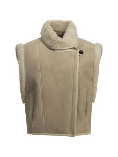 Isabel Marant Alime Shearling-lined Gilet In Neutrals