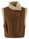 Isabel Marant Alime Shearling-trimmed Leather Sleeveless Jacket In Brown