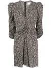 Isabel Marant Aliniza Abstract-print Ruched Minidress In Black