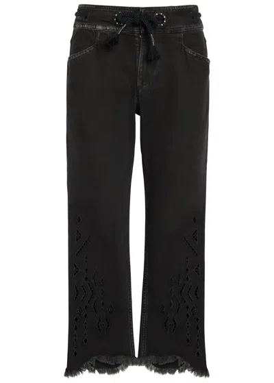 Isabel Marant Alison Cut-out Cropped Denim Jeans In Black