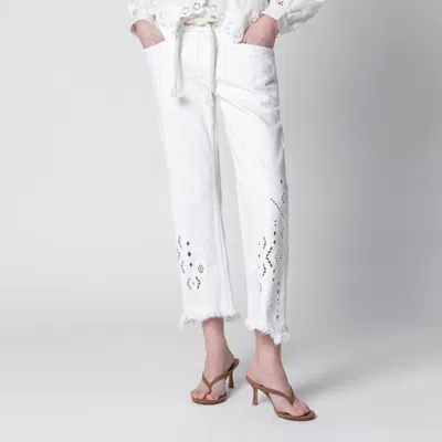 Isabel Marant Alison Kick Flare Cropped Jeans In White Cotton