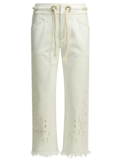 Isabel Marant Alison White Cotton Straight-leg Jeans