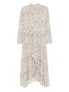 Isabel Marant Floral Long Sleeve Shirt Dress With Belt In Neutral