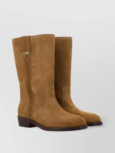 Isabel Marant Almond Toe Suede Block Heel Boots In Brown