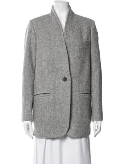 Pre-owned Isabel Marant Alpaca Tweed Pattern Coat In Grey