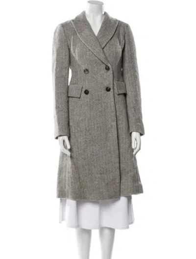 Pre-owned Isabel Marant Alpaca Tweed Pattern Trench Coat In Gray