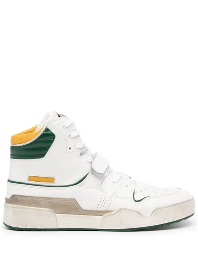 Isabel Marant White & Green Alseeh Sneakers In Ywgn Yellow/green