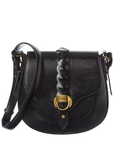 Isabel Marant Altay Small Python-embossed Leather Shoulder Bag In Black