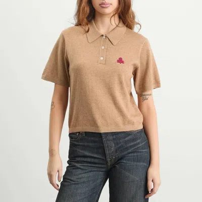 Isabel Marant Althea Short Sleeve Polo Top In Camel In Brown