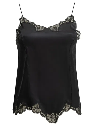 Isabel Marant Amael Lace-trimmed Silk-satin Cami In Black