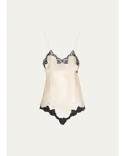 Isabel Marant Amael Lace-trim Silk Cami Top In Champagne