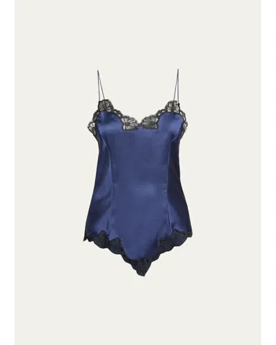 Isabel Marant Amael Lace-trim Silk Cami Top In Midnight