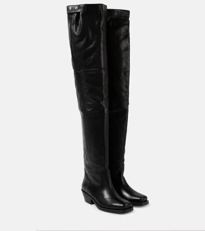Isabel Marant 40mm Amati-gb Leather Knee High Boots In Black